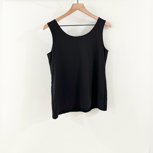 NWT Chico’s Lace Contemporary Basic Knit Tank In Black Size 2 (Large/12) - Picture 5 of 5